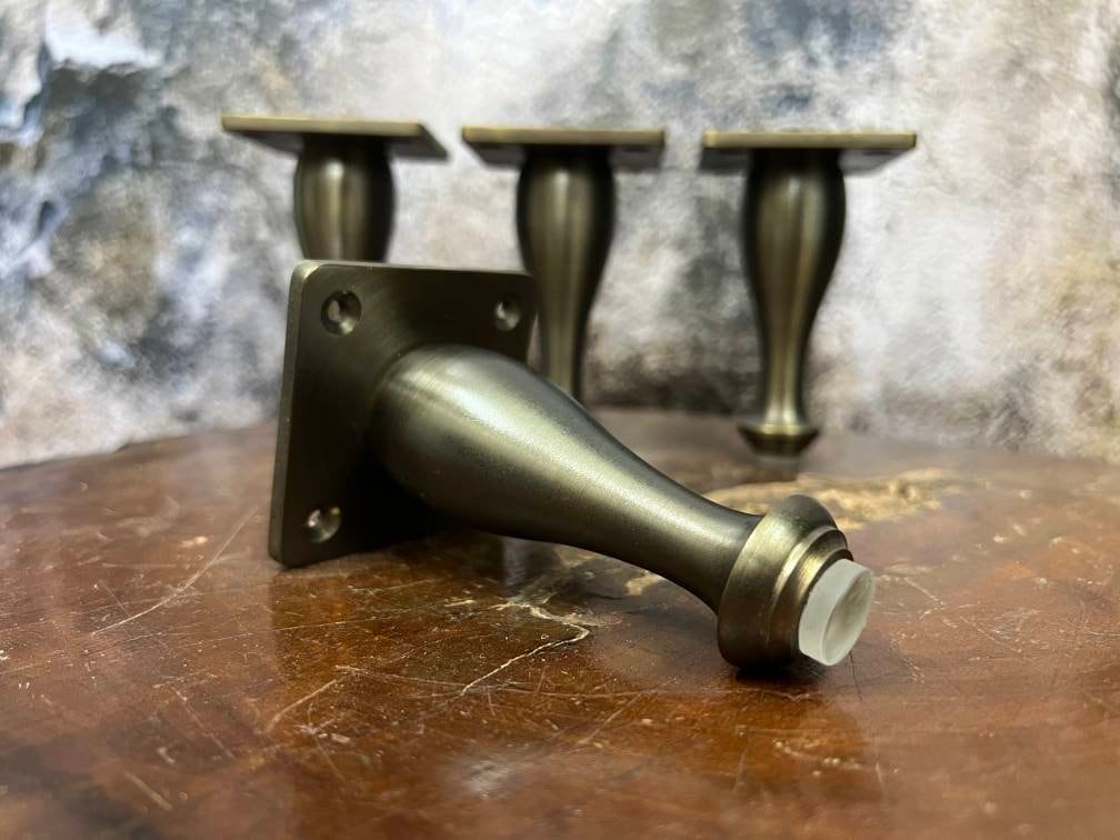 Set of 4, 4 Inches, DIY Heavy Duty Artistic Solid BRASS Sofa Legs in