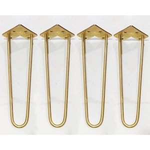 Set of 4, 6&quot; to 40&quot;, Solid Brass HEAVY DUTY Hairpin Legs, Solid Brass Table Legs, Coffee Table Legs, Replacement Legs, DIY Table Legs.