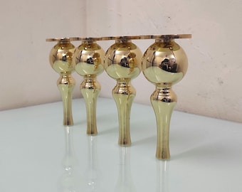 Set of 4, 6 Inches, DIY Heavy Duty ARTISTIC Solid BRASS Sofa Legs, Couch Legs, Cabinet Brass Feet, Table Bed Legs, Cabinet Legs.