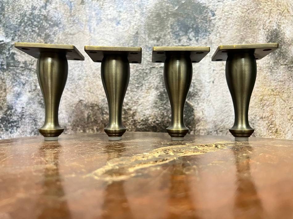 Set of 4, 4 Inches, DIY Heavy Duty Artistic Solid BRASS Sofa Legs in