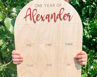 Personalized First Year Photo Board | First Birthday Photo Board | Monthly Milestones Display | Photo Memory Board |  Child Keepsake