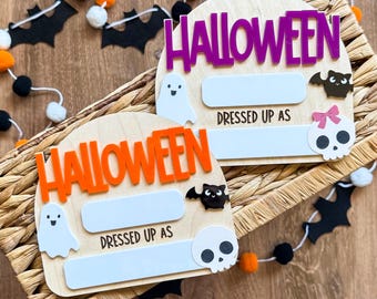 Halloween Memory Wood Sign | Halloween Costume Photo Prop | Costume Memory Board | Baby First Halloween | Kids Keepsake