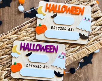 Halloween Memory Wood Sign | Halloween Costume Photo Prop | Costume Memory Board | Baby First Halloween | Kids Keepsake