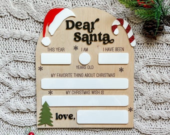Dear Santa Christmas Board | Christmas Wish Sign | Reusable Dear Santa Sign | Dry Erase Christmas List | Kid's Christmas Gift | Christmas