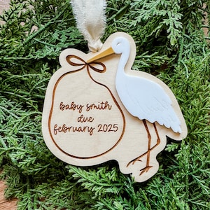 Personalized Pregnancy Announcement Ornament | Stork Christmas Ornament | Baby Christmas Ornament | Expecting Baby Ornament