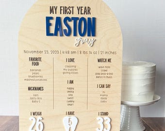 Personalized Milestone Birthday Board | First Year Birthday Plaque | Baby's First Birthday Party | Arched Birthday Board | First Birthday