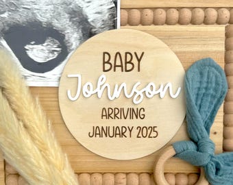 Personalized Last Name Baby Arriving Soon Sign | Baby Announcement Sign | Pregnancy Announcement Photo Prop |  Baby Coming Soon Wooden Sign