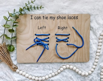 Shoe Lacing Board | Wooden Shoe Lace Board | I Can Tie My Shoes Board | Montessori Education Board | Kindergarten Learning Board