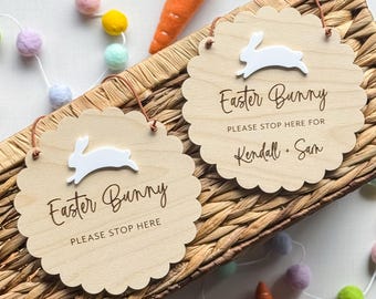 Personalized Easter Bunny Please Stop Here Sign | Please Stop Here Plaque | Easter Sign for Kids | Easter Decor | Easter Egg Hunt