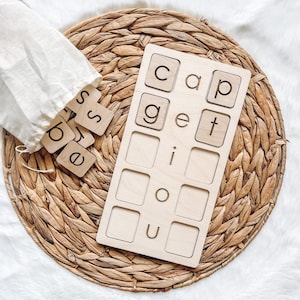 Wooden CVC Board | Wood Word Learning Board | Vowel Board | Kid's Learning Board | Homeschool Learning Board | Montessori Education Board