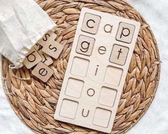 Wooden CVC Board | Wood Word Learning Board | Vowel Board | Kid's Learning Board | Homeschool Learning Board | Montessori Education Board