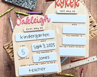First Day of School Sign | Reusable Back to School Board | Personalized School Milestone Board | School Photo Prop | Back to School Memories