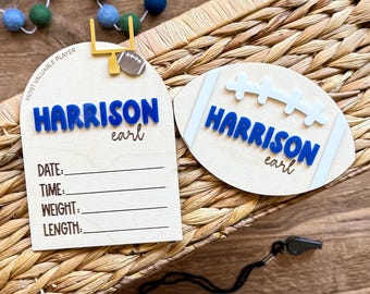 Football Birth Stat Sign | Football Birth Announcement Sign | Baby Hospital Sign | Touchdown Name Announcement Plaque | Photo Prop