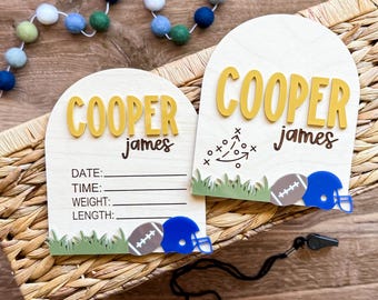 Football Birth Stat Sign | Football Birth Announcement Sign | Baby Hospital Sign | Touchdown Name Announcement Plaque | Photo Prop