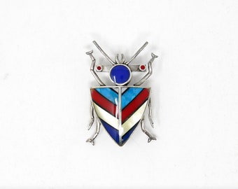 Vintage Sterling Silver Beetle Bug Brooch Stamped 925 (Solid Sterling Silver) 1990's Handmade in Thailand