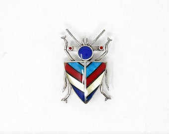 Vintage Sterling Silver Beetle Bug Brooch Stamped 925 (Solid Sterling Silver) 1990's Handmade in Thailand