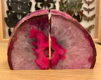 Pink Vibrant Agate Heavy Bookends 5" (AG32PI.1) FREE SHIPPING