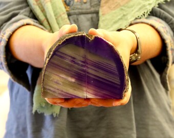 Purple Vibrant Agate Heavy Bookends 5" (AG32PU.1) FREE SHIPPING