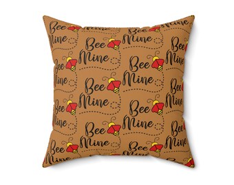 Bee mine love Square Pillow (light brown)