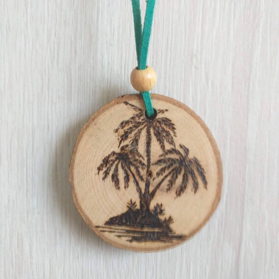 Wood Ornament Palm Tree Wood burning Gift Wood slice ornament Etsy