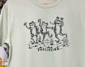 Frolicking Frogs Stem Green  T-shirt/  Frogs T-shirt / Frog print / Fun graphic T-shirt / Frog lovers/ Gift for frog lovers