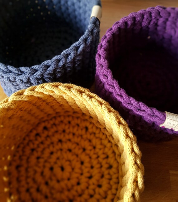 Buy Large Crochet Basket Sustainable Cord Crocheted Basket Home Organising  Storage Recycled Online in India 