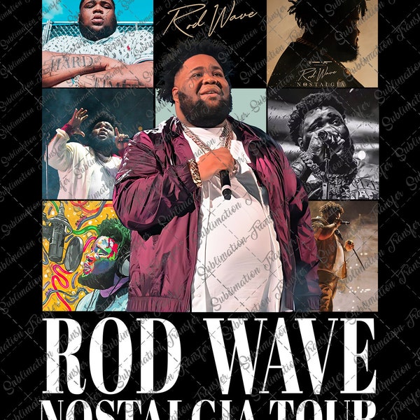 Vintage Rod Wave Nostalgia Tour Png File, Rod Wave Eras, Beautiful Mind Tour, 2023 Music Concert File