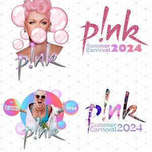 Combo 4 File Pink Tour T Shirt Design, Pink Summer Carnival 2024 Tour Design, Trustfall Album Pink Png Digital Download image 3