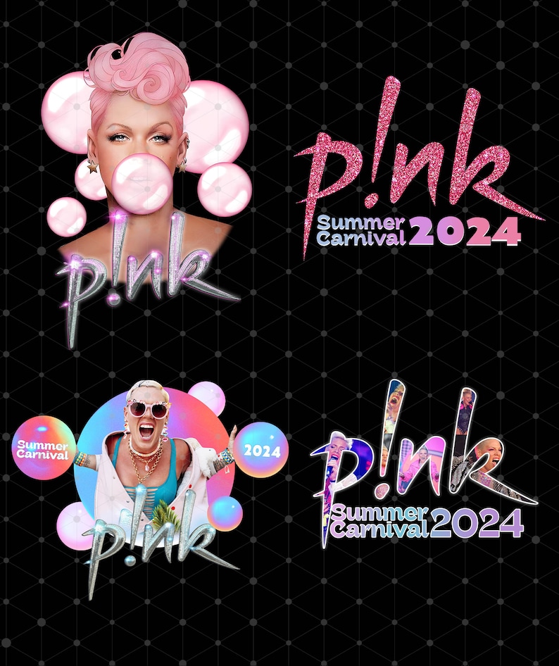 Combo 4 File Pink Tour T Shirt Design, Pink Summer Carnival 2024 Tour Design, Trustfall Album Pink Png Digital Download image 2