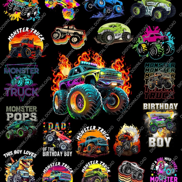 Combo 55 File Monster Truck png Sublimation Design download, Monster truck png, Designs download