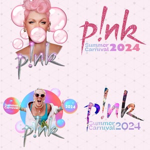 Combo 4 File Pink Tour T Shirt Design, Pink Summer Carnival 2024 Tour Design, Trustfall Album Pink Png Digital Download image 1