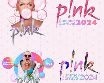 Combo 4 File Pink Tour T Shirt Design, Pink Summer Carnival 2024 Tour Design, Trustfall Album Pink Png Digital Download