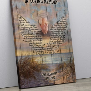 In Loving Memory, Rest in peace, I Never Left You, memorial canvas, heaven canvas Art image 1