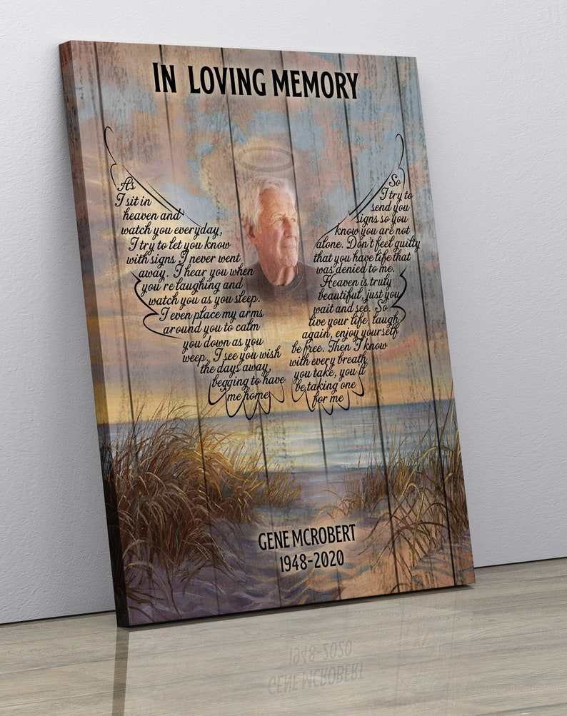 In Loving Memory, Rest in peace, I Never Left You, memorial canvas, heaven canvas Art image 1