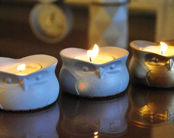 Steampunk Owl 2 Tealight Holder Metal Punk Owl Hanging LED Tea Light