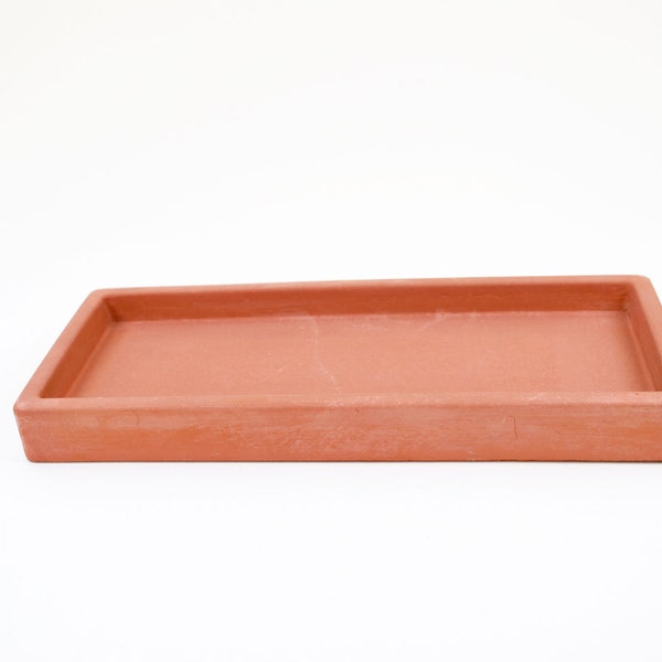 10" x 3.9" Concrete Tray - Terra Cotta | Rectangular Tray | Candle Tray | Home Decor | Minimalist | Decorative Tray for Accessories