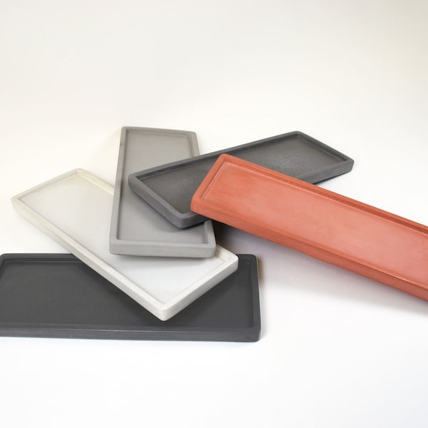 10" x 3.8" Concrete Tray - Terra cotta | Rectangular Tray | Candle Tray | Plant Tray | Bathroom Accessories| Home Decor | Minimalist