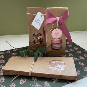 Sacchetti di carta | Borsa inferiore | in carta kraft con finestra | sicuro per gli alimenti | Barretta di cioccolato | Regalo | Calendario dell'avvento