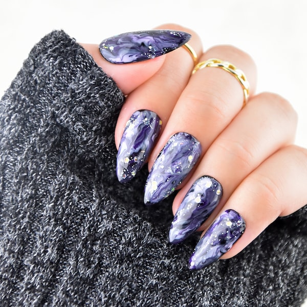 Press On Nails "Cosmic Haze" | Full Nail Kit | High Quality Galaxy Fake Nails | Stick On Nails | False Nails