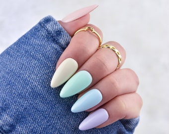 Press on Nails "Pastel Touch" | Fake Nails | Glue on Nails | Press on nails | Handmade Gel Nails