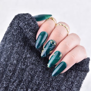 Press On Nails Emerald Green | Full Nail Kit | High Quality Fake Nails | Stick On Nails | False Nails