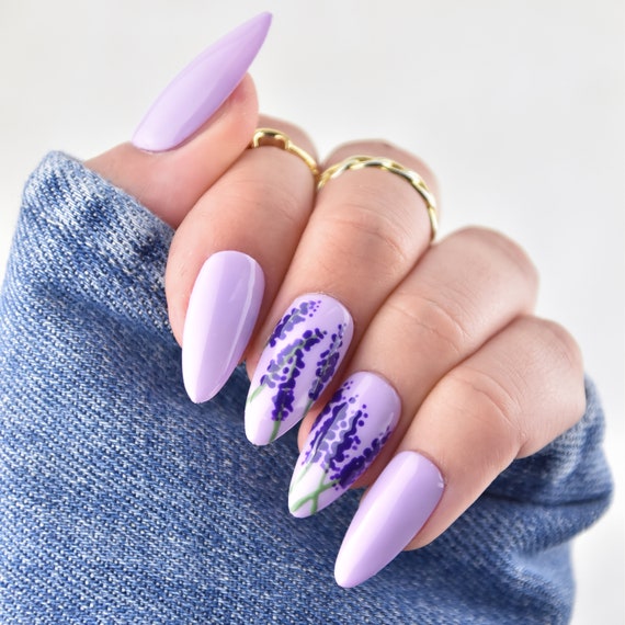 Press on Nails sweet Lavender Full Nail Kit High Quality Fake