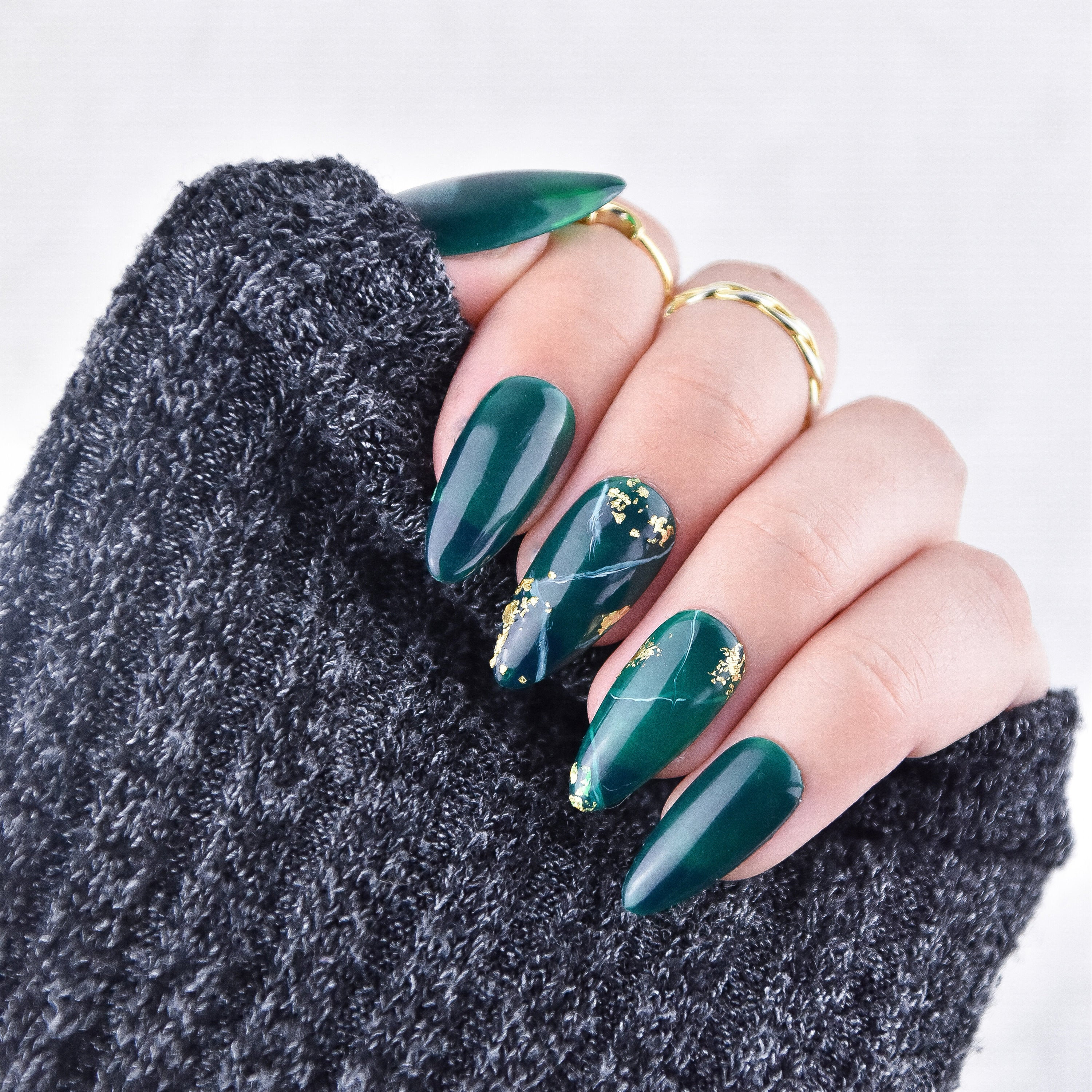 Press on Nails Emerald Green Full Nail Kit High Quality - Etsy