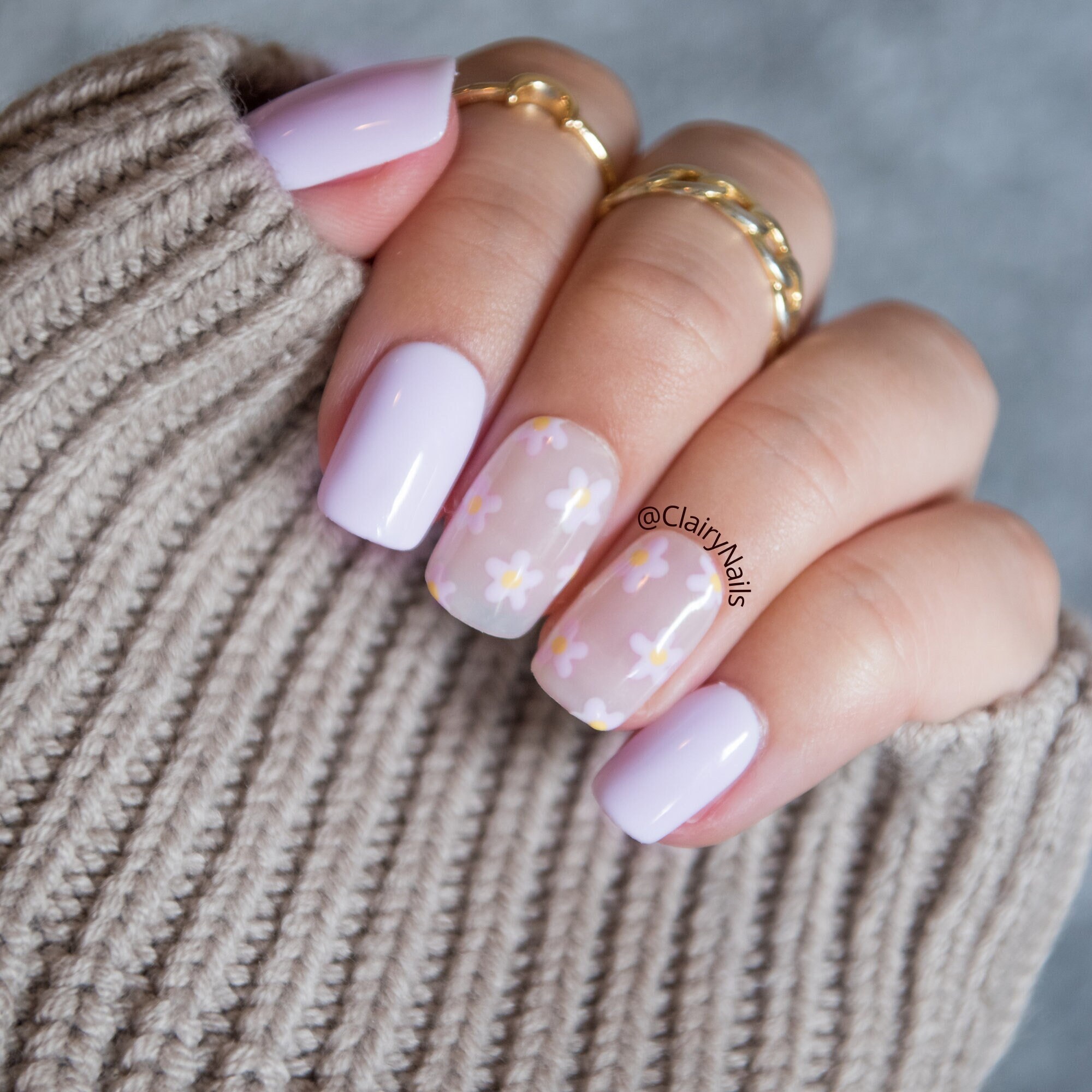 Press on Nails Pastel purple Daisy Full Nail Kit - Etsy
