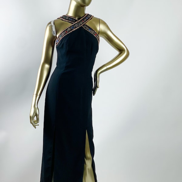 Alexandra Beaded Halter Dress