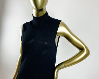 Vintage Black Sleeveless Mock Neck Dress by Carolyn Eve