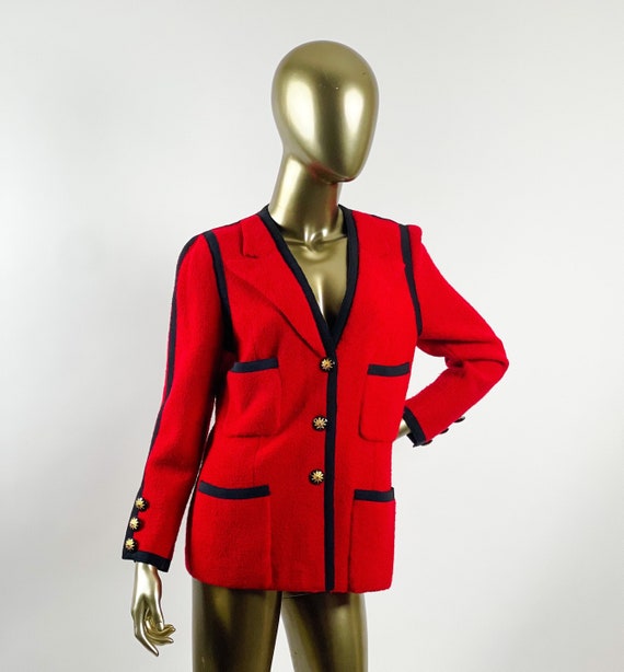 Adolfo New York for Neiman Marcus Red Wool Jacket 