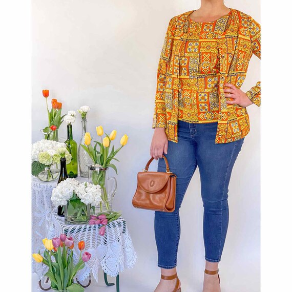 Vintage Boho Paisley Print Matching Top & Jacket Set | Sz LG - Etsy