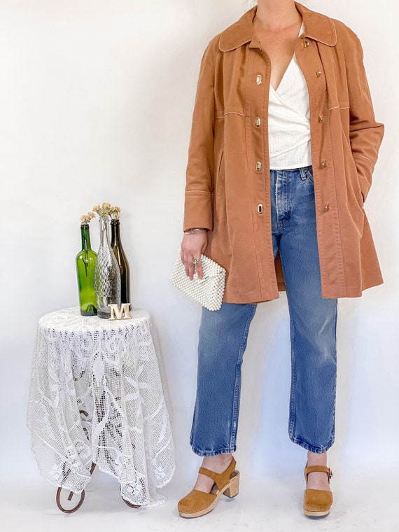 70s Dusty Rose Suede Toggle Coat by 