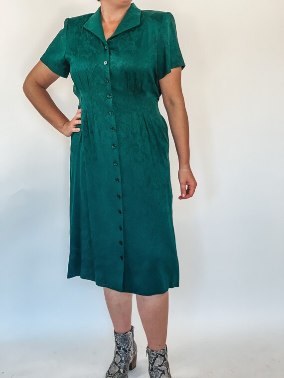 Vintage Emerald Green Button Down Dress by Lady Dorby Etsy